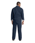Mens Heavyweight Twill Coveralls Tall Extension Navy Blue Workwear Jumpsuit back view, featuring action back for comfort.