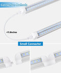 LED Shop Light 2ft 25W 6500K Daylight LED Shop Fixtures, connectors close-up, linkable design with clear cover, 4 pack