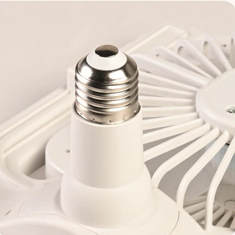 Close-up of E27 screw base of socket ceiling fan, designed for remote control, small ceiling fan with light.