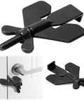Portable Door Lock Set For Extra Privacy And Security At Home Hotel Dorm Or On The Go 3 In 1 Locking Device shown on door