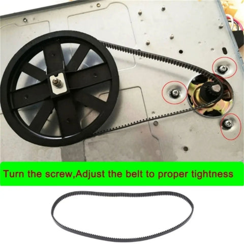 Replacement Conveyor Belt For Bread Makers 164 Teeth 492mm Perimeter Durable Rubber Drive Belt For Home Baker Kitchen Appliance Repair And Maintenance Today, shown with belt adjustment