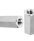 Six Pack M10 x 1.5 Hex Coupling Nuts 30mm Length 17mm Width Stainless Steel Rod Connector Nut Set Durable Threaded Nuts Replacement