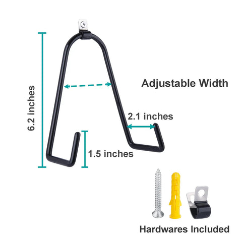 Adjustable Wall Plate Hanger Display Holder For 7 To 14 Inch Plates with dimensions shown and hardware included.