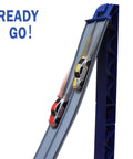 Flexible Dual Lane Race Track With Jump Ramp Toy For Kids, 13 Feet Of Action, Compatible With Diecast 1 64th Cars on incline start