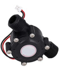 Three Piece Hydroelectric Water Flow Generator Kit, 12V Mini Turbine Power Generator for Off Grid Waterfall, River, or Shower Flow, Portable Charger System, Durable, Easy Install - close-up of black turbine component with wires