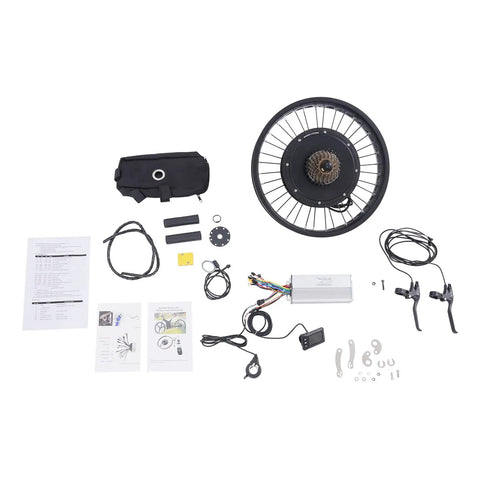 Beefed Up 20 Inch Electric Bike Rear Hub Motor Conversion Kit 48V 2000W 550RPM Turbo Power Gearless Brushless Wheel With LCD Display Thumb Throttle And PAS Sensor For Fat Tire Off Road DIY Build