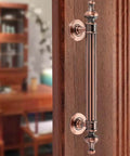 Heavy Duty Antique Barn Door Handle Kit With Red Copper Finish, stainless steel sliding door pull, vintage retro style, 25 cm length.