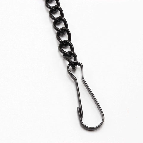 Metal Chain With Safety Hooks For Tiffany Style Stained Glass Window Panel Hangings, 30 Inches Long, Black Nickel Coating, 12mm Links
