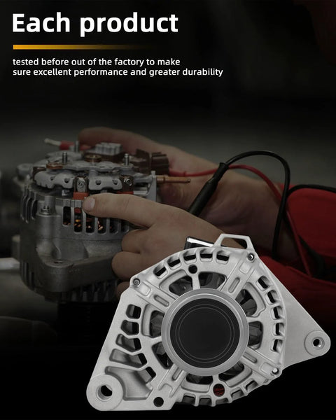 Alternator 12V 90Amp S4 Pulley Fit Hyundai Elantra 2011 2017 Elantra Coupe OEM 11610 replacement with hands inspecting it.