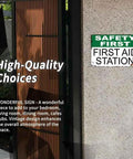 12 By 8 Inch Aluminum First Aid Station Sign For Workplace Safety Rugged Rust Resistant Metal With Crisp Print Easy Mount