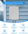 Outdoor Electrical Box With Built In Thermostat And Fan For Easy Temperature Control, wall-mounted grey weatherproof enclosure.