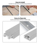 Top Shelf Aluminum Miter T Slot Tracks With Pre Drilled Mounting Holes 4 Pack 48 Inch Bars installation process on a woodworking workbench.