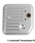 Close-up of Beefed Up Transmission Filter for 42RE 44RE 46RE 47RE 48RE Automatics, silver, fits 1998-2004 Dodge Jeep models.