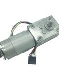 Super High Torque 12 Volt Dc Worm Geared Motor With Encoder Disk For Industrial Automation and Robots That Gets The Job Done Smooth And Reliable with wires visible.