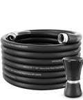 SPECILITE 5/8-inch heavy-duty rubber garden hose, 50 ft, black with 3/4-inch stainless fittings and high-flow nozzle