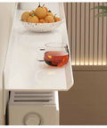 Super Heavy No Drill Radiator Shelf Bracket Wall Mount Support for Home Office with oranges and tea cup on a white shelf.