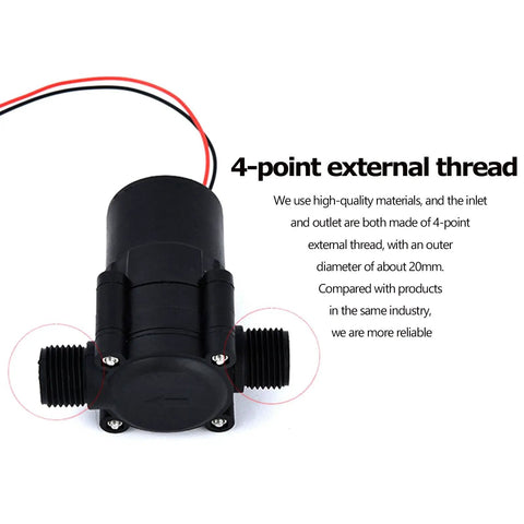 4-point external thread of Portable 3.5W Micro Hydroelectric Generator With Adjustable 4 Inch Water Turbine, black component