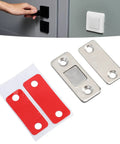 Ultra Thin Magnetic Door Catch for Kitchen Cabinets and Wardrobes, Stainless Steel Cabinet Latch With Adhesive Backing, 2 Way Mount