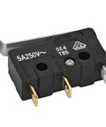 Built Tough Miniature Micro Switch 3 Pin Limit Switch 5A 125VAC with curved tip lever visible from side angle