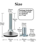 Dimensions of Swivel Adjustable Leveling Feet With T Nut Bolt 10 Pack For Cabinets Tables Workbenches And Chairs