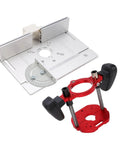 Adjustable Aluminum Router Lift System With Stainless Steel Support Rods, 62x70mm plate for precision routing tasks.