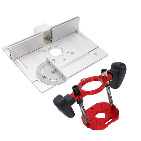 Adjustable Aluminum Router Lift System With Stainless Steel Support Rods, 62x70mm plate for precision routing tasks.