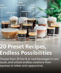 Top Shelf Fully Automatic Espresso Machine With Smart Touch Controls And Smooth Milk Frother For Dope Lattes Cappuccinos And Chill Weekend Iced Coffee Brews Tonight with various cups of coffee.