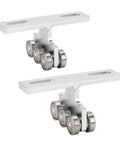 Domary Electric Hoist Trolley Roller Assembly 6 Wheel Heavy Duty Strut Channel Unit With Easy Install For 255kg Load Capacity And Super Strength Build, silver steel construction.