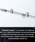 Channel Trolley Track Hanger Bracket For 1-5/8 Inch Strut Channel showing multiple usage options and configuration details.