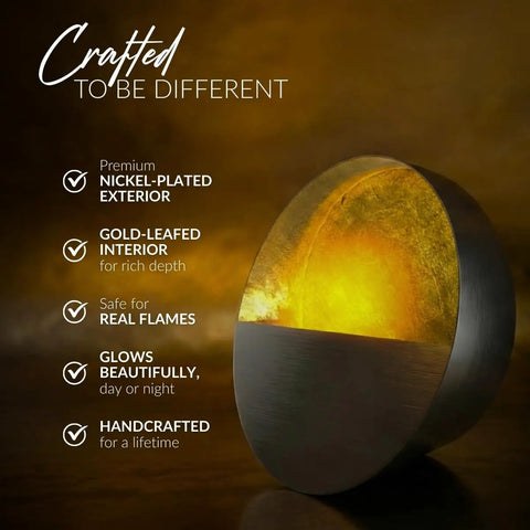 Top Shelf Gold Wall Candle Sconces Set Of Two Six Point Five Inch Round Tea Light Holders For Cozy Vibes Artisan made with premium nickel-plated exterior.