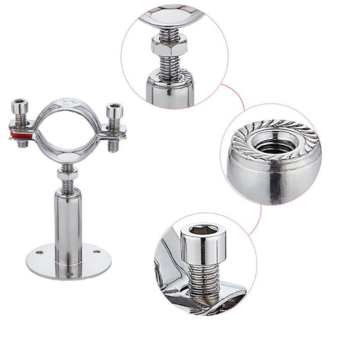 RITUIPIO 2-pack 304 stainless steel wall/ceiling pipe mounts, adjustable 30–60mm height, fits 15–19mm OD pipes