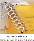 Fully Automatic Telescopic Attic Ladder Wall Mounted Pull Down Stairs Heavy Duty Rust Proof Anti Slip Electric Roof Access Smooth Glide total ladder details showing titanium-magnesium alloy body.