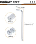 Six-Piece Ball End Hex Key Wrench Set 4mm Dope Chrome-Vanadium Steel L Shaped Hex Wrenches With Long And Short Arm For Home Bike Motorcycle Repair Built To Last, showing 113mm long arm and 27mm short arm dimensions and 4mm size details.