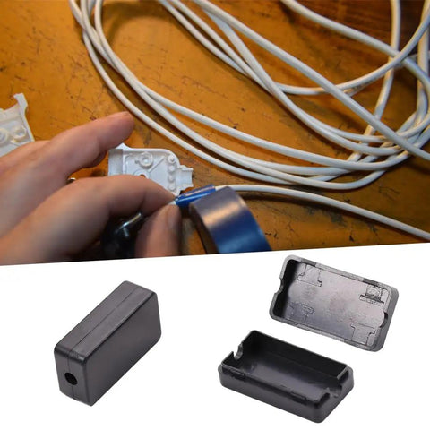 Ten Pack Heavy Duty ABS Plastic Electronic Project Enclosures Black Wiring Junction Boxes 1.89 X 1.02 X 0.61 Inches shown with wiring. 