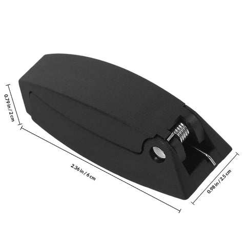 Sturdy Black Truck Rv Baggage Door Catches Clips with High Hardness Holders Retainers For Camper And Trailer Heavy Duty Plastic Clasp Hangers side view and dimensions
