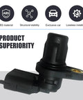Straight Plug Play Camshaft Position Sensor made of ABS, showing connector and seal for easy installation, enhances performance.