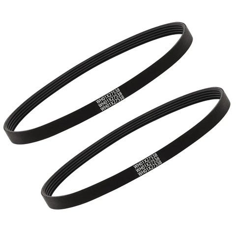Multi Slot Drive Belts Replacement For GTW220ACK6WW And GTW330ASK4WW Washing Machines With Durable Rubber Construction Easy Install Wide Compatibility Quiet Performance Perfect For Quick Appliance Repairs, two black ribbed belts