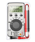 Auto Ranging Digital Multimeter With NCV Contact Tester Handy Pocket Size displaying 1999 reading, probes attached