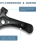 Close-up of anti-corrosion Dodge Caliber Front Lower Control Arm With Ball Joint For 2007-2012 Jeep Compass Patriot 2007-2017 Front Suspension Kit Passenger Side Direct Fit Replacement For Easy Install