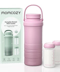 Portable 22oz Breastmilk Cooler Bag Keeps Your Stash Chill For Over 24 Hours On The Go with two storage jars.