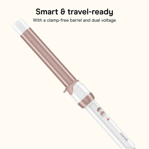 Double Ceramic One Inch Clamp Free Curling Wand for Effortless Beachy Waves with Instant Heat Up and Frizz Free Finish