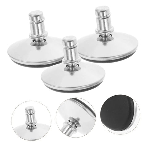 Heavy Duty Adjustable Chair Leveler Pads Set Of Five Swivel Roller Bases close-up of steel pads for hardwood floors