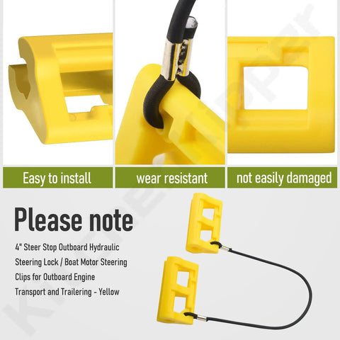 4 Inch Outboard Hydraulic Steering Lock for Easy Install Safe Trailering and Transport Boat Motor Steering Clips, yellow