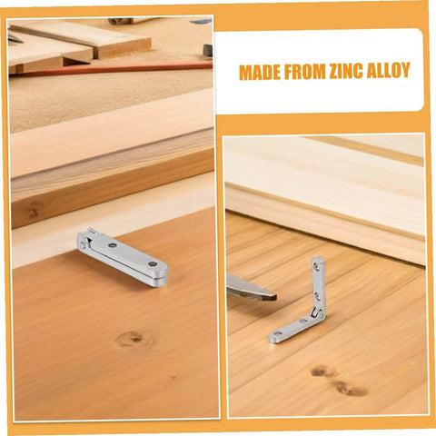 12 Piece Zinc Alloy 90 Degree Miniature Hinges For Jewelry Boxes Cabinets Small Chests And Wooden Cases DIY Crafts Made For Corner Installations And Space Saving Cabinet Hardware, shown installed on wooden panels
