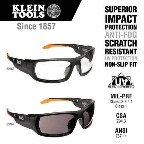 Pro Grade Safety Glasses Kit With Full Frame Lenses And Breakaway Lanyard Eight Piece Set For Extra Coverage And Superior Impact Protection ANSI Z87.1 Plus CSA Z94.3 Certified Eye Gear For Work Sites Gray Lenses displayed.