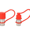 2 Pcs Heavy Duty Hydraulic Quick Coupler Set 3 8 In Npt Flat Face Fittings With Zip Caps For High Pressure Excavator Construction Keeping Tight Seals Made From Carbon Steel Zinc Coat Allowing For Easy Hook Up No Leak Guarantee On Heavy Jobs, red caps