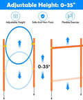 Dog Agility Course Backyard Set adjustable jump hurdle with 0-35 inch height range, lightweight ABS material, and non-toxic safety