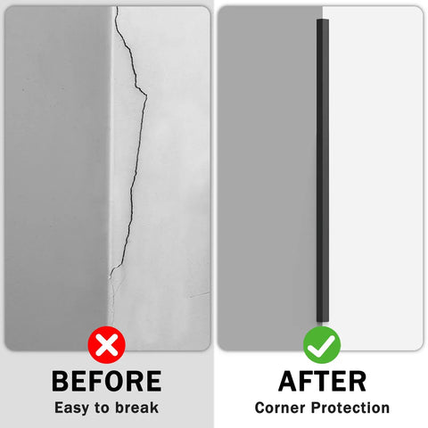 Premium Aluminum L Molding Corner Guards With Right Angle Three Piece Set Heavy Duty Metal Edge Trim Before and After Comparison