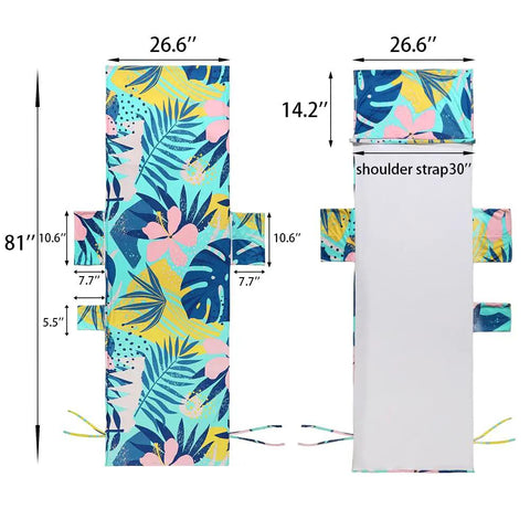 Beach Lounge Chair Towel Cover With Side Pockets, Ultra Soft Microfiber And Terry Cloth, 80 By 26 Inches, Palm Leaves Pattern