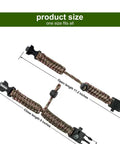 Four Pack Multi Color Paracord Survival Bracelets Five In One Kit showing adjustable length with compass and fire starter visible